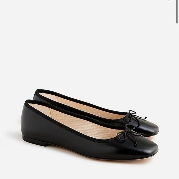 Used J Crew Quinn square-toe ballet flats in leather BX873 - Picture 1 of 5